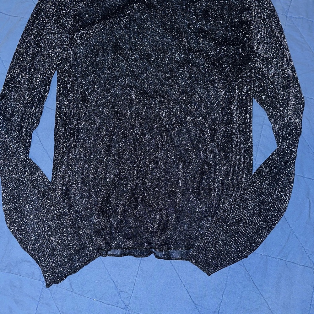 VS Vintage Chic Black Sparkle Long Sleeve Top